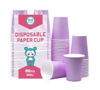 Yuxitia Disposable Paper Cups,60pcs Color Paper Cups For DIY Wedding Party Picnic BBQ Travel and Event 8OZ (Light purple)