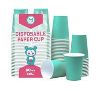 Yuxitia Disposable Paper Cups,60pcs Color Paper Cups for DIY Wedding Party Picnic BBQ Travel and Event 8OZ (Aqua Blue)