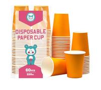 Yuxitia Disposable Paper Cups, 60pcs Orange Paper Cups For DIY Wedding Party Picnic BBQ Travel and Event 8OZ (Orange)