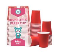 Yuxitia Disposable Paper Cups, 60pcs Red Paper Cups For DIY Wedding Party Picnic BBQ Travel and Event 8OZ (Red)