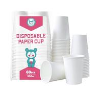 Yuxitia Disposable Paper Cups, 60pcs White Paper Cups For DIY Wedding Party Picnic BBQ Travel and Event 8OZ