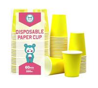 Yuxitia Disposable Paper Cups,60pcs Yellow Paper Cups For DIY Wedding Party Picnic BBQ Travel and Event 8OZ (Yellow)