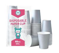 Yuxitia Silver Disposable Paper Cups,60pcs Silver Paper Cups For DIY Wedding Party Picnic BBQ Travel and Event 8OZ (Silver)