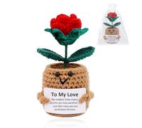 YUXIYAN Birthday Gifts for Her Him Boyfriend Girlfriend Wife Husband, to My Love Emotional Support Positive Crochet Roses I Love You Crochet Couples Anniversary Wedding Birthday Ideas