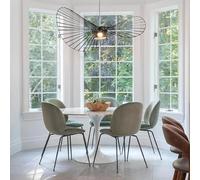 YUXN Vintage Pendant Light Living Room Hanging Lamp Chandelier Simple Creative (Light Height Adjustable), Fiberglass Hat Design + E27 Fiber Cloth Max 40W Black 120CM