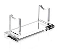 YUXUN Acrylic Pen Holder for Desk - Horizontal Single Pen Display Stand with 8mm Thick Base | Fountain Pen Rest, Apple Pencil Stand, Crystal-Clear Desk Organizer