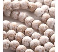 Yuxung 2 Pcs 18 ft Christmas Wood Bead Garland Vintage Natural Wooden Beads Decorative Rustic Holiday Tree Garland Country Farmhouse Christmas Decor for Indoor Home Use(White)