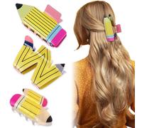 Yuxung 3 Pcs Teacher Hair Clips Funny Pencil Claw Clips Back to School Cute Jaw Barrettes for Women Teachers Student Appreciation Gifts Present Thick and Thin Hair Accessories
