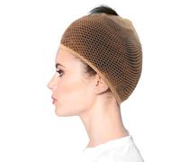 Yuxung 4 Pieces Women Ride Hair Net No Knot Hair Net Equestrian Cap Weaving Caps Wig for Long and Short(Light Brown)