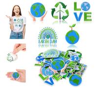 Yuxung 50 Pcs Earth Day Patches Self Adhesive Blue Green World Globe Patches Save The Earth Planet Sew on Embroidered Appliques DIY Craft for Clothing Backpack Hat