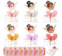 Yuxung 54 Sets Valentines Day Ballerina DIY Gifts Include 54 Ballerina Card and Scrunchies Exchange Gift Party Favors for Women Dance Recital Birthday Party Favors(Tutu)