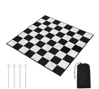 Yuxung 5x5ft Giant Chess Game Mat Nylon Board Mat for Outdoor with 4 Ground Nails and Storage Bag, Compatible with 12 Inch 16 Inch Large Chess Sets and The 4 Inch Large Checkers, Checker Not Included