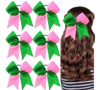 Yuxung 6 Pcs Witch Hair Accessories Pink and Green Hair Bows Cute Princess Scrunchies for Women Cosplay Party Favor Supplies Birthday Outfit Movie Fans Merch Gifts