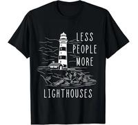 YUXUuruRTE Lighthouse Less People More Lighthouses Seaside Life Sailing Unisex T-Shirt Black