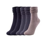 YUYANGDZI 5 Pairs Wool Thermal Socks for Women's, Thin Thermal Socks Women's Crew Socks UK 4-7 (Solid color A)