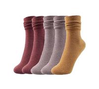 YUYANGDZI 5 Pairs Wool Thermal Socks for Women's, Thin Thermal Socks Women's Crew Socks UK 4-7 (Solid color D)