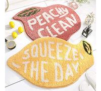 YUYDYU Bath Mat Non-slip Cartoon Lemon Peach Plush Shaggy Doormat Soft Comfortable Bathroom Shower Rug Water Absorbent Floor Carpet Machine Washable Water-absorbing Mat for Living Room Bedroom (2pcs)