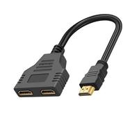 YUYEJIAYE HDMI Splitter 1 in 2 Out Adapter: Plug & Play Male to Dual Female Converter, 1080p HD for Dual Monitors, TV/Projector/DVD - Note: Max 1.5m Extension & Single Display on Older Devices