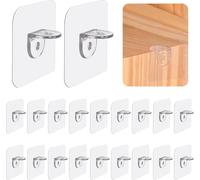 YUYEJIAYE Self Adhesive Shelf Brackets, 20Pcs L-Shaped No Drill Supports for Wardrobe & Cabinet - Sturdy Clear Shelf Organiser Pegs for Closet, Bookcase, Kitchen & Bathroom (7 * 7cm)