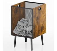 Yuyetuyo 8.5 Gallon Retro Wooden Trash Can with Metal Mesh - Large Wastebasket with Handles & Legs | Under Desk Trash Can for Office or Home | Breathable Garbage Can | Stylish Office Waste Basket