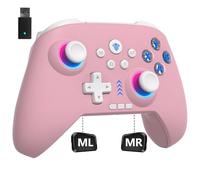 YUYIU Ungrade 2.4G Wireless PC/Switch Controller with RGB Lighting/Programming Keys/Hall Joysticks/Hall Triggers/Vibrations,Three-Mode Switch Controller,Plug and Play PINK
