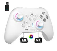 YUYIU Ungrade 2.4G Wireless PC/Switch Controller with RGB Lighting/Programming Keys/Hall Joysticks/Hall Triggers/Vibrations,Three-Mode Switch Controller,Plug and Play Work for Windows PC, Android