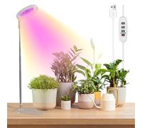 YUYMIKA Grow Lights for Indoor Plants Full Spectrum, 48 LEDs Plant Light for Indoor Plants with 2 Mounting Options, 3 Optional Spectrums, 3/9/12Hrs, 10 Brightness, 7"-26" Height Adjustable (White)