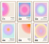 YUYMNANI Aura Angel Numbers Poster, Colorful Gradient Posters for Room Aesthetic, Minimalist Inspirational Quotes Canvas Wall Art Paintings,Dorm Decor (8"x10",unframed)