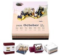 YUYQAQ 3D Desk Calendar 2026,Magic Castle Tear-Off Paper Sculpture Desk Calendars,Paper,3D Desk Calendar Memo Pad 2026, Weekly Planner with Light, Elegant Desktop Decor for Home Office