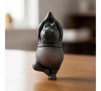 YUYQAQ Clumsy Yoga Master Hippo Statue, Adorably Imperfect 3D Printed Resin Figurine, Resin Meditation Sculpture Figurine for Garden,Home, Patio,Deck,Porch Yard Art Decoration (B)