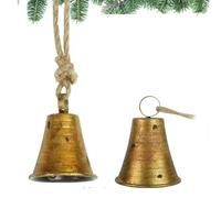 YUYQAQ Gold Vintage Bells with Hanging Rope, Decorative Cow Bell for Weddings, Parties, and Christmas Wreaths, Home Decor