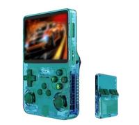 YUYQAQ Keyboy Game Console R36S Retro Handheld with 128G Built-in 21000+ Classic Games, Linux System, 3.5 Inch IPS Screen, Green