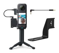 YUYQAQ Microphone Expansion Stand Mic Cold Shoe Mount for D-JI Mic Mini Insta-360 X5, Mic Adapter Mount Bracket External Microphone Holder with Audio Cable for Insta-360 X5