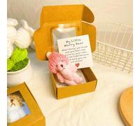 YUYQAQ Worry Bear in a Box, Little Pocket Bear Hug, Handmade Mini Plush Teddy Bear in Box,Little Pocket Bear Hug Mini Stuffed Worry Bear, with Knitted Hat and Pom Pom Plush Positive Gifts