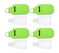 YUYTE 30pcs 30ml Refillable Travel Bottles Keychain Set Odor Free PET Plastic Flip Top Lids with Neoprene Pouches for Toiletries Cosmetics Liquid Essentials (Green)