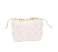 YUYTE Aesthetic Drawstring Cosmetic Bag Quilted Makeup Bag Cosmetic Pouch Toiletry Travel Organizer Foldable Gathered Opening Elastic Closure for Women (Shell Pattern)