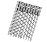 YUYTE Bits Screwdriver Bit 10Pcs 100mm Magnetic Screwdriver Bits Set - Slotted, Head, Security Star - /4" Hex Shank, Steel,