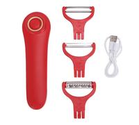 YUYTE Electric Peeler Rechargeable Automatic Handheld Vegetable Fruit Peeler with 3 Interchangeable Stainless Steel Heads for Potatoes Apples Cucumbers Carrots