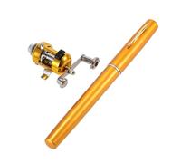 YUYTE Fishing Rod, Fishing Rod Reel Combo Kit Set Telescopic Portable Pocket Pen Fishing Rod Pole + Reel Aluminum Alloy Fishing Accessories (Gold)