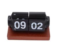 YUYTE Flip Desk Clock Retro Vintage Mechanical Auto Flip Clock Table Mechanical with Large Digits AM PM Indicator for Home Office Desk Shelf Decor (Black)