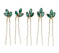 YUYTE Green Rhinestone Hair Pin Vintage Handcrafted Hair Accessories for Bride Bridesmaid Mother of the Bride 5pcs with Sparkling Rhinestones for Wedding Prom Party