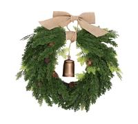 YUYTE Heart Shaped Artificial Cedar Wreath with Bell, 19.69in for Front