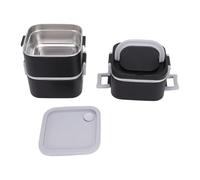YUYTE Insulated Lunch Box 2100ml, 3-Layer 304 Stainless Steel Box (Black)