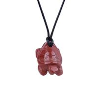 YUYTE Necklace Stone Pendant Hand Carved Gemstone Jewelry 0.79oz (Ruby)