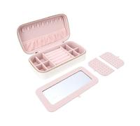 YUYTE PU Leather Travel Jewelry Box with Mirror Adjustable Dividers Ring Slots Removable Earring Panel for Organizing Accessories on the Go