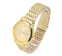 YUYTE Quartz Movement Men Watch with Luminous Hands, Double Calendar Gold Metal Strap Wristwatch Stylish Clear Night Display Classic Business Gentleman Watch