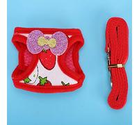 YUYTE Small Pet Leash Harness Set, Breathable Mesh Chest Strap with Glitter Bows for Rabbit Hamster Guinea Pig, Adjustable Hook Loop Design (S)