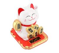 YUYTE Solar-Powered Waving Lucky Cat, Fortune Cat for Home, Office and Car Décor - Beckoning Good Luck and Prosperity (White)