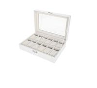 YUYTE Watch Box, 12 Grids PU Leather Watch Holder, Wristwatch Display Case with Transparent Display Lid & Lock, Luxury Gift Storage Box, Jewelry Collection Organizer for Men Women