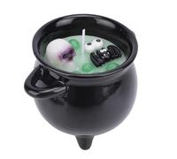 YUYTE Witch Cauldron Candle Ceramic Reusable Skeleton Decoration for